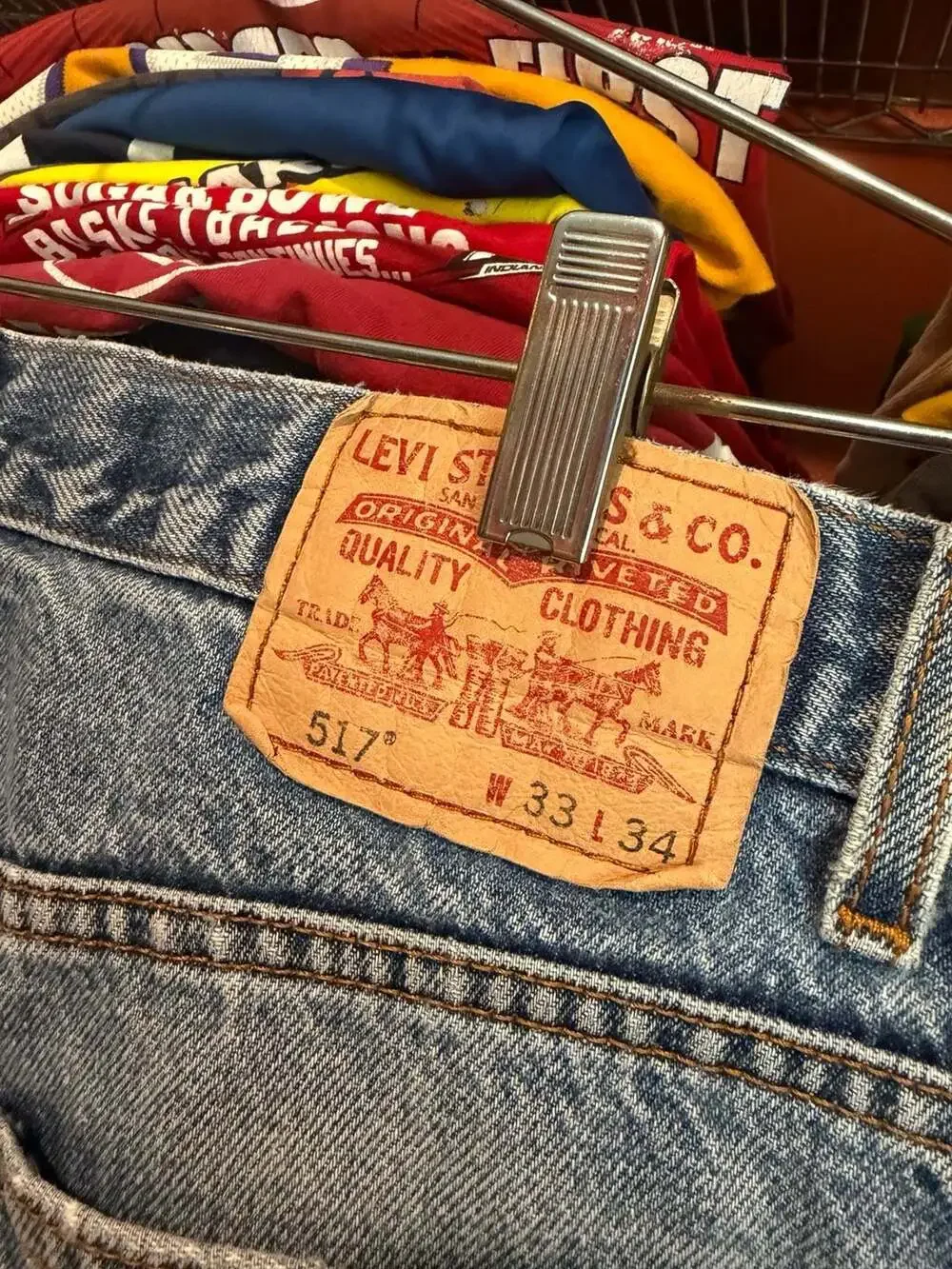 Y2K Levi's 517 Boot Cut Distressed Light Wash Denim Jeans Size 33x34